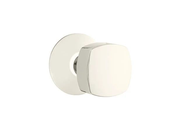 Ensemble de mortaise d'intérieur Emtek avec rosette moderne et bouton Freestone, Nickel poli