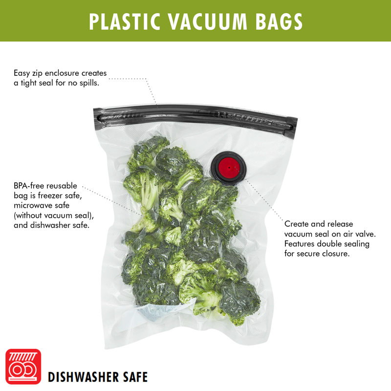ZWILLING Fresh & Save Assorted Sizes Vacuum Sealer Bags, Reusable Sous Vide Bags