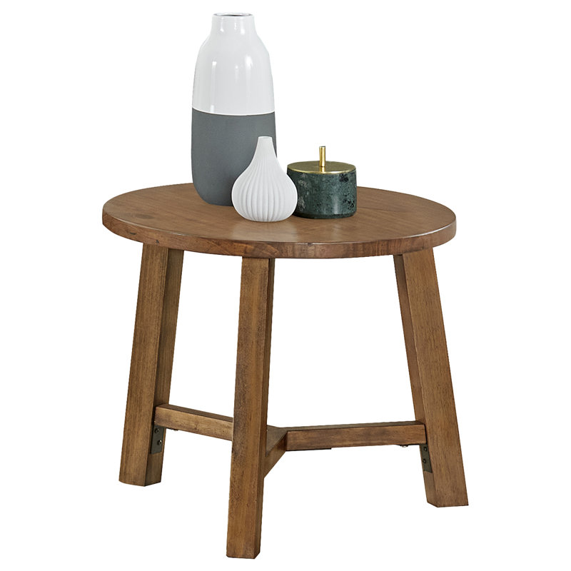  Table de bout ou table de chevet ronde 20 po Newbury, finition pacane