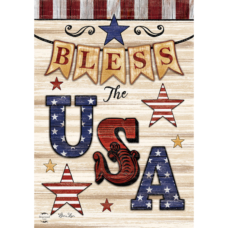 «Bless The USA Patriotic Garden Flag», Blanc / rouge / bleu / taupe