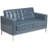 Amjed Contemporary Button Tufted Leather Loveseat w/ Steel Frame-1857383532