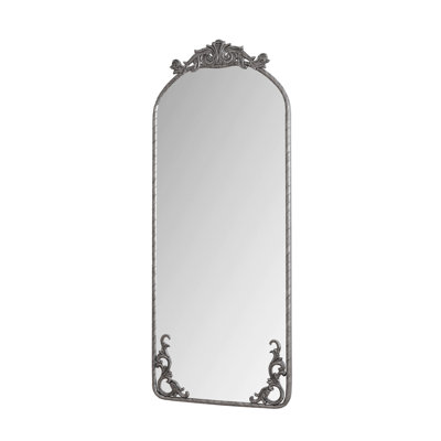 58"x24" Double Ornate Arched Full Body Antique Silver Wall Mirror