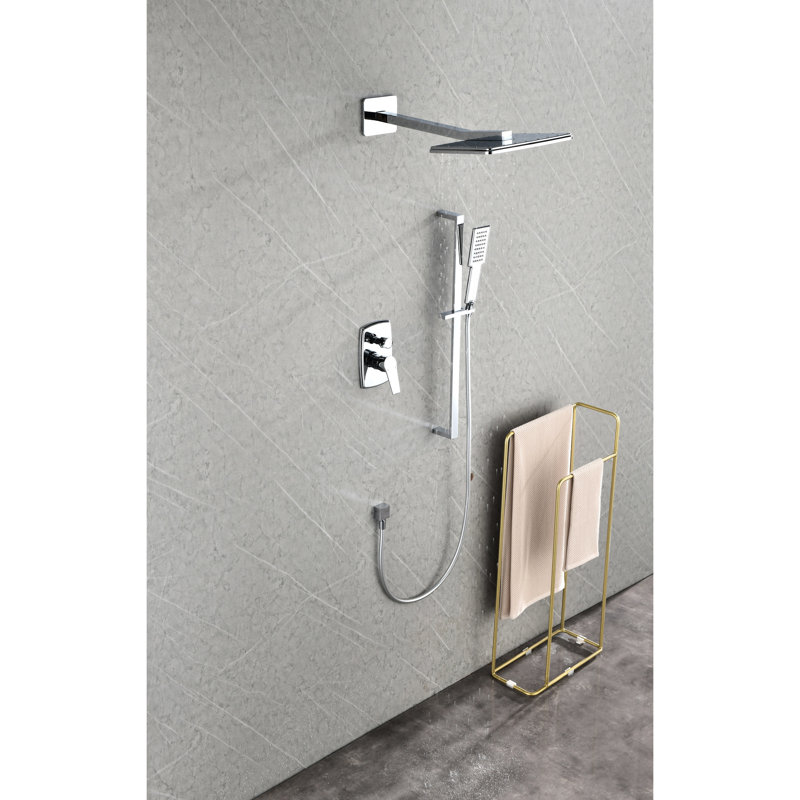 Système de douche avec tête autonettoyante, douche à main, barre coulissante et plus encore