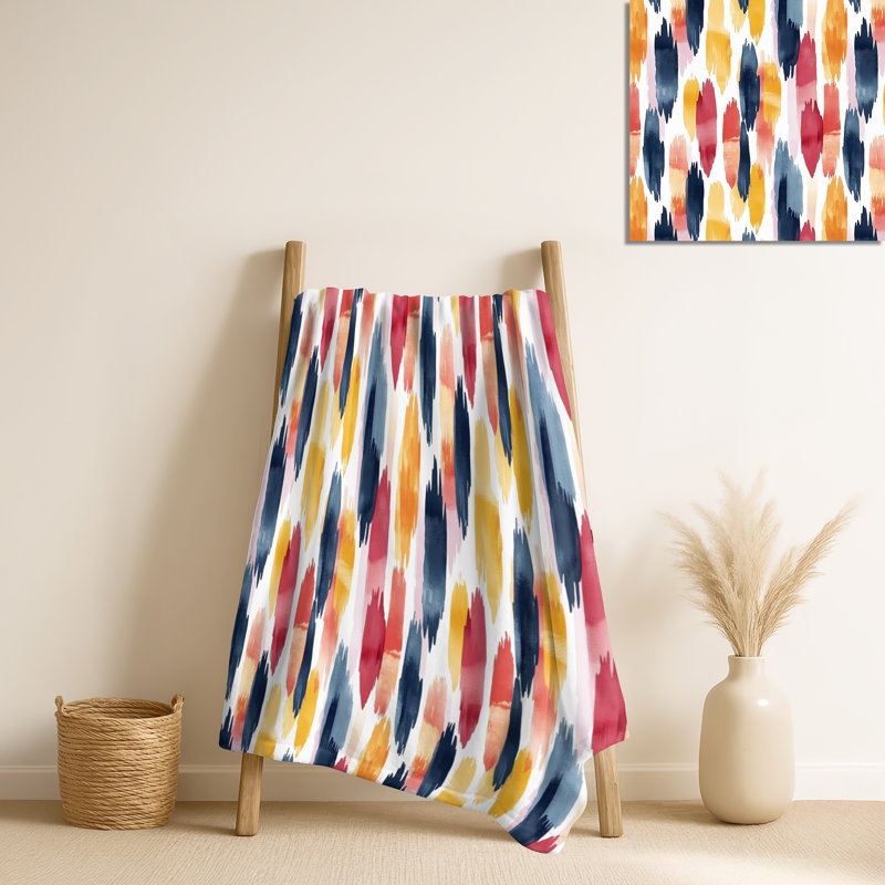 Ikat noir et rouge - jeté en peluche côtière, jeté en molleton douillet