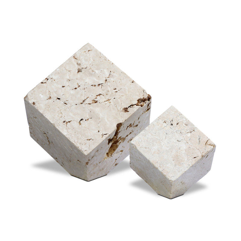 Travertine Cube Sculpture Set-Romano Fosse Travertine