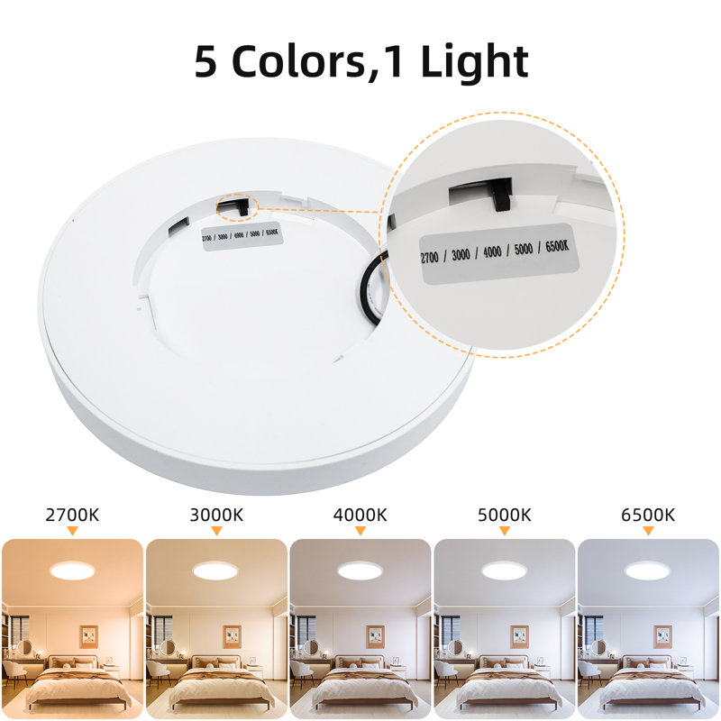 2 Pack 4200LM Large Flush Mount LED Ceiling Light, 5CCT 2700K/3000K/4000K/5000K/6500K Selectable, Dimmable, 32W, Low Profile Panel Lights Fixture for Kitchen Bedroom Hallway Basement Laundry Living Room, 17 Inch
