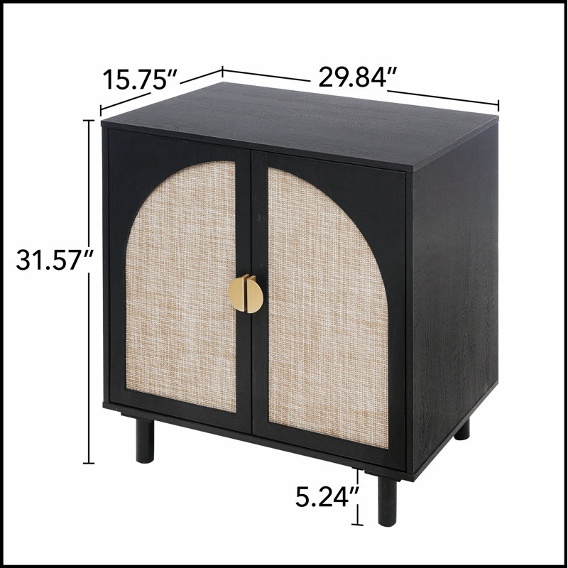 Armoire 2 portes avec tablettes réglables, dispositif anti-déversement et rotin résistant à l'humidité pour la chambre à coucher, le salon et le bureau