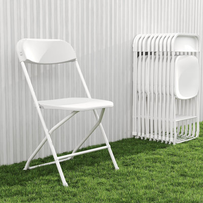 Lightweight Plastic Stackable Folding Chairs, Patio Garden Wedding Party Event Dining Chairs Set
