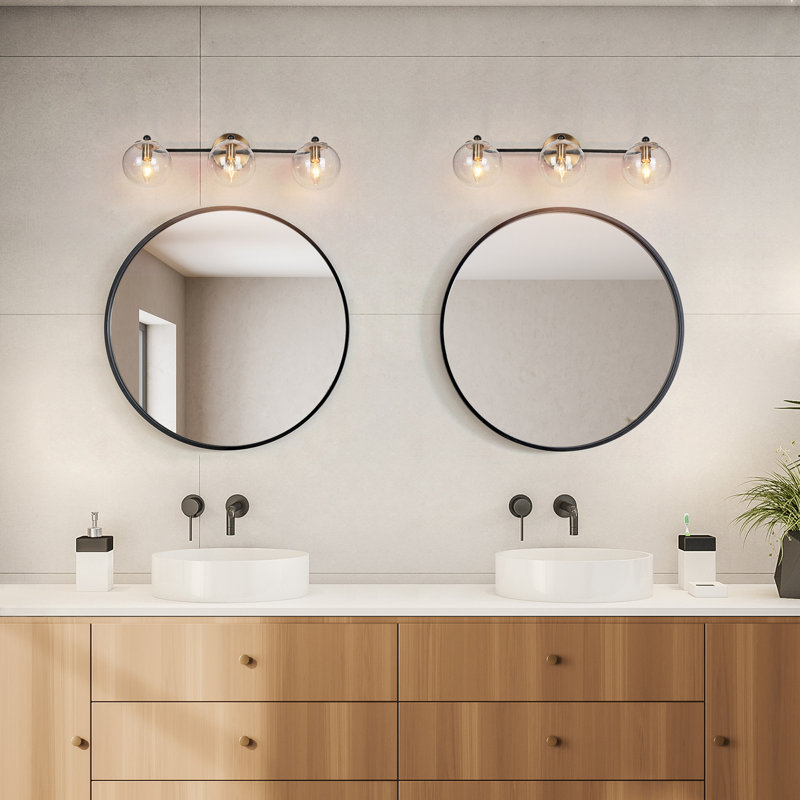 Froney 24.5" W 3-Light Dimmable Armed Sconce with Seeded Glass
