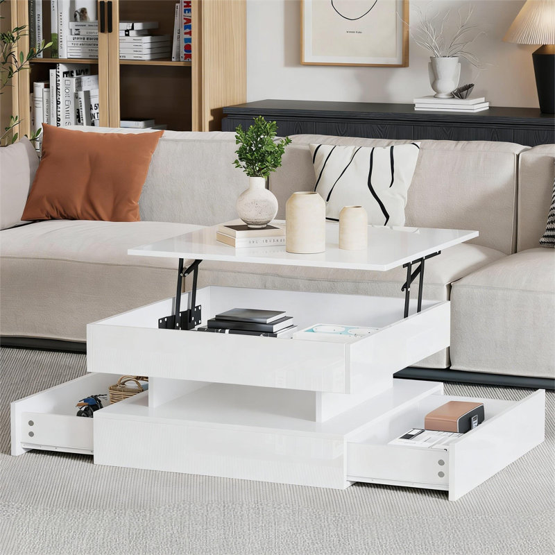 Table basse à plateau relevable moderne avec éclairage à DEL Balin
