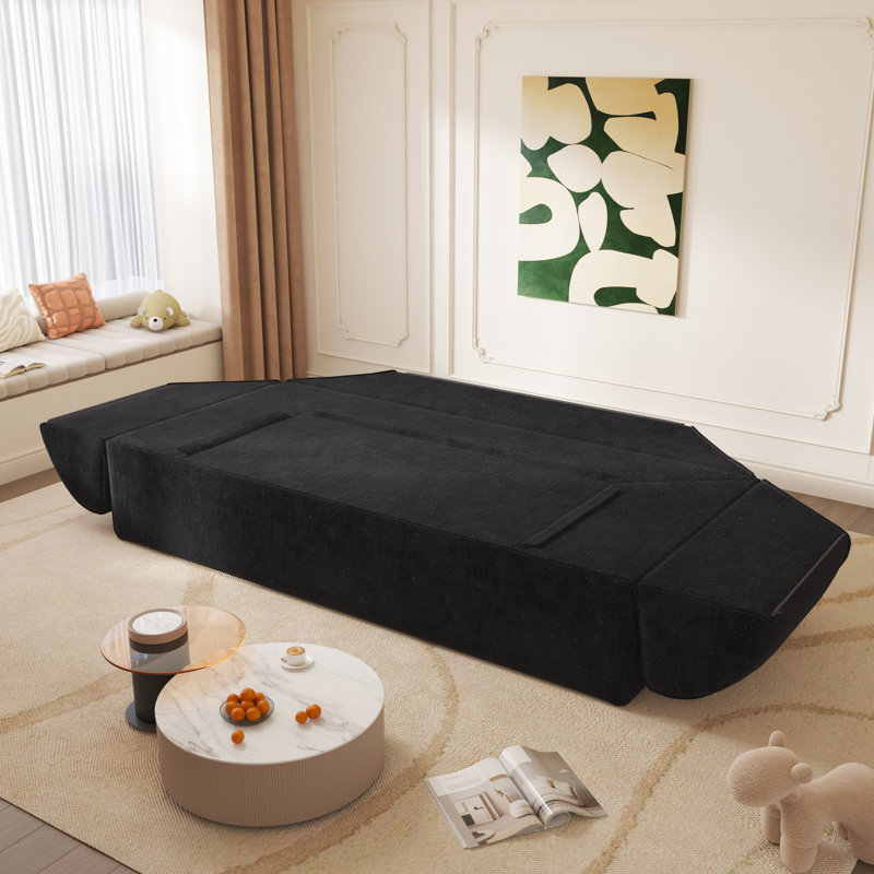 -in-1 Canapé-lit convertible en chenille moderne avec coussins pour salon, studio et bureau