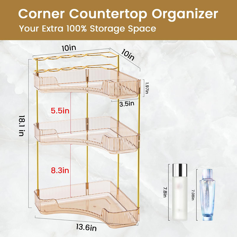 Organisateur de maquillage pour coiffeuse, Amber Gold
