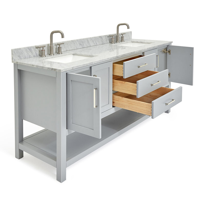 Magnolia Bath Vanity Rectangular Basin S073DCW2R, Gray, Rectangle ,  73"