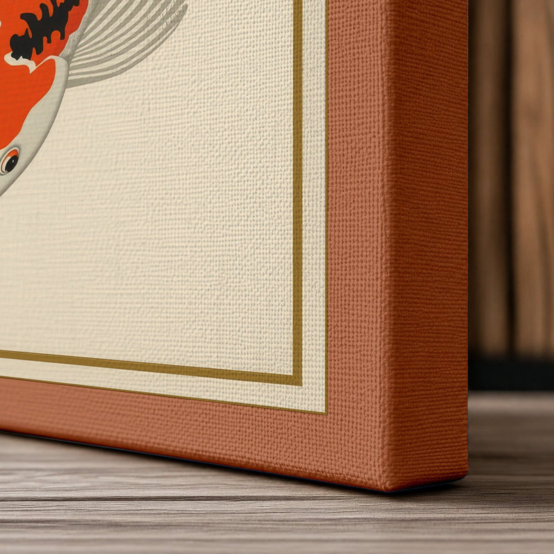 Koi in Stillness Japandi - Wrapped Canvas, 36x24 - 91.4 x 61.0 cm, Terracotta Border