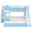 Lit superposé de taille bleue avec apparence, 2 tiroirs, 3 tablettes, et en bois de pin stable, lit de style additionnel pour chambre à coucher, bleu, avec matériau en bois de qualité, idéal pour-130874189