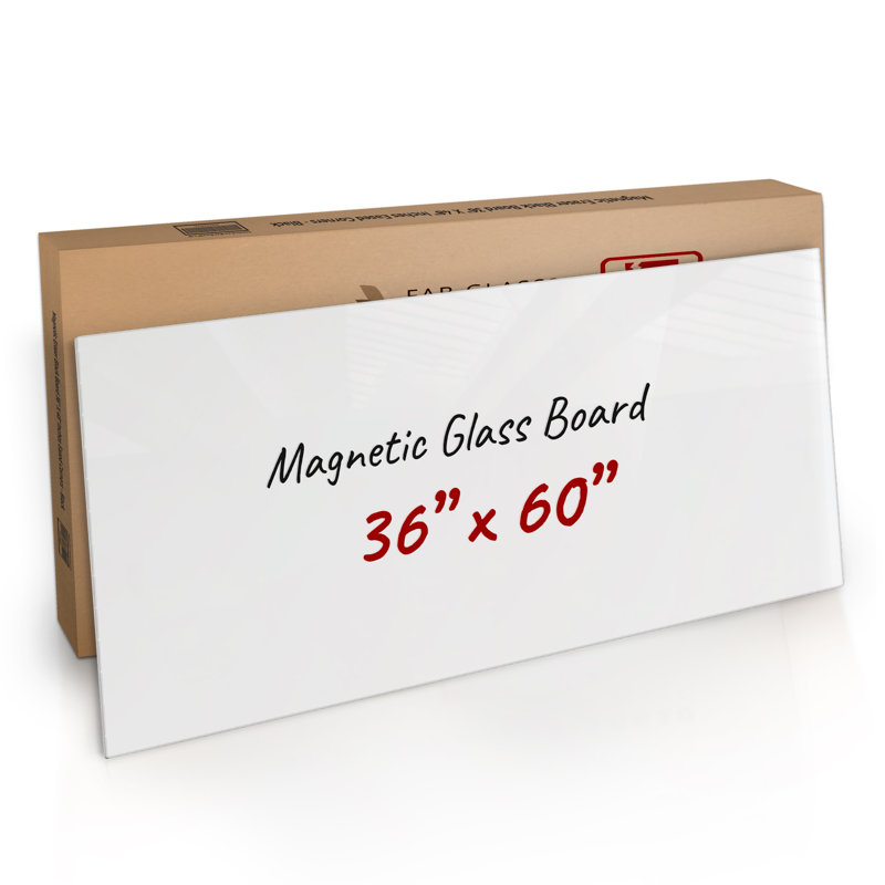 Tableau magnétique mural en verre Bojorquez, Blanc, 36 po x 60 po