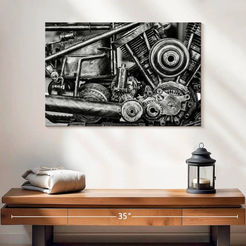 Mehar Old Motorcycle Engine, 16" H x 24" W