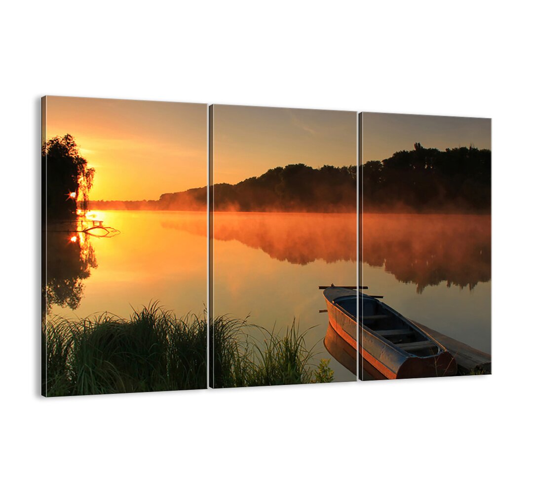 3-tlg. Leinwandbilder-Set - Fotografie „Sunrise over the Water Like a Mirror”