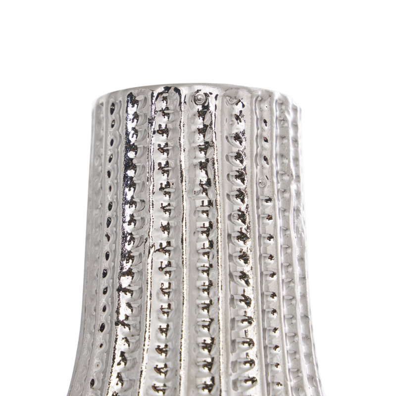 Ummuhan Ceramic Table Vase, 7.60"H x 3.10"W x 3.10"D, Silver