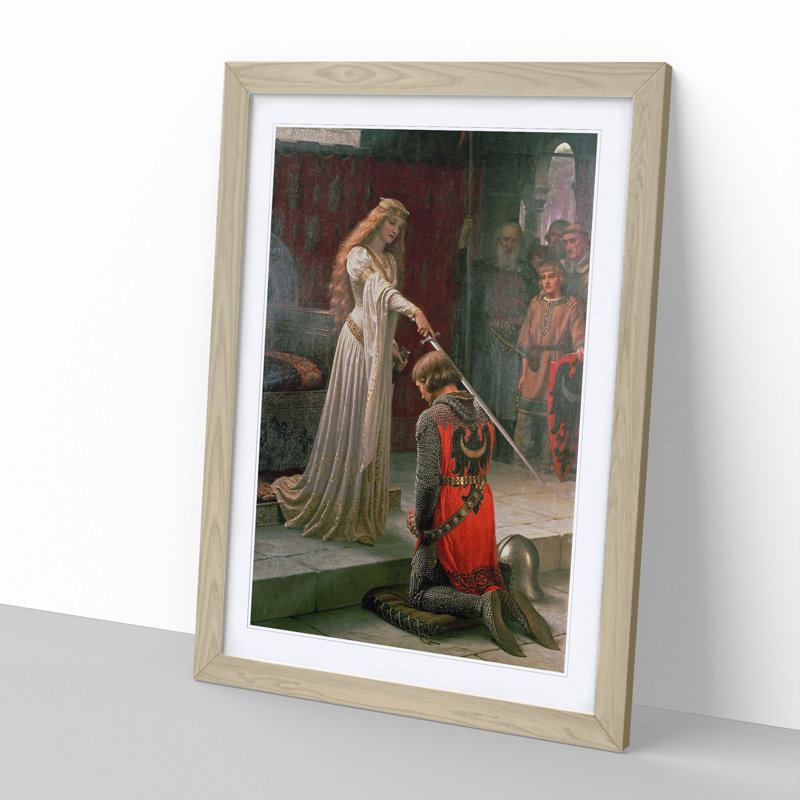 The Accolade by Edmund Leighton - Picture Frame Painting on MDF, Oak, 36cm H x 27cm W x 2cm D
