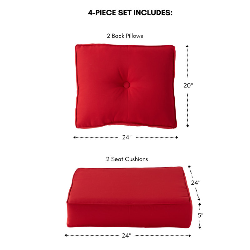 Sunbrella 4-Piece Deep Seat Cushion Set, Jockey Red