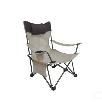 Folding Camping Chair with Adjustable Reclining Backrest, Cup Holder and Side Pocket, Portable Outdoor Chair with Carrying Bag for Camping Beach Fishing Picnic