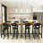 Industrial Bar Table Set with 4 PU Stools - Counter Height, Space-Saving 5-Piece Dining Set (43” L)-733517809