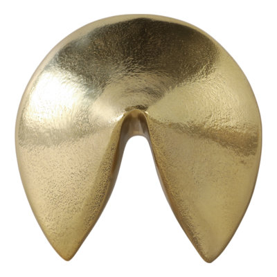 Decorative Fortune Cookie Inspired Figurine For Home Decor - Unique Sculpture Or Statue Decorative Objects For Living Room Decorations - 5", Gold