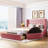 Upholstered Platform Bed Storage Velvet Bed with Wingback Headboard and 1 Big Drawer,2 Side Storage Stool-632115354