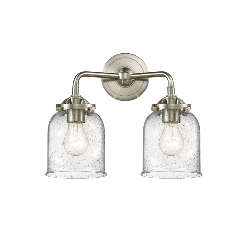Éclairage pour meuble-lavabo 2 lumières bell Bonomo, Boîtier blanc mat, Incandescent, Nickel satiné brossé