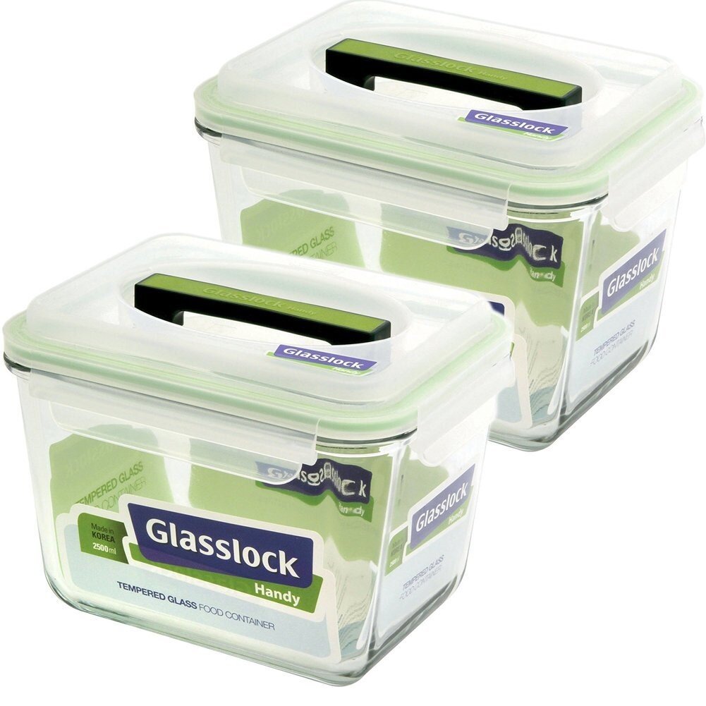 Glasslock] Assorted Food Storage Containers with Green Lids, 40