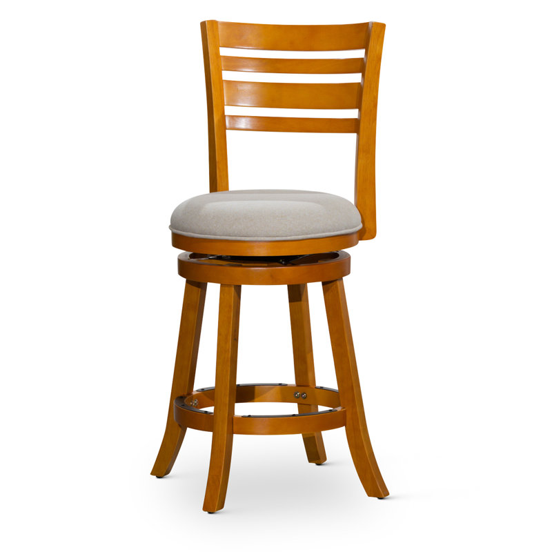 Swivel Upholstered Counter Stool, Beige, Natural