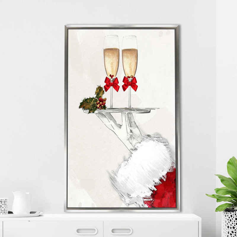 «Cheers Santa» par By Jodi - impression, H 43,5 po x l 27,5 po x P 2 po, Cadre flottant argent