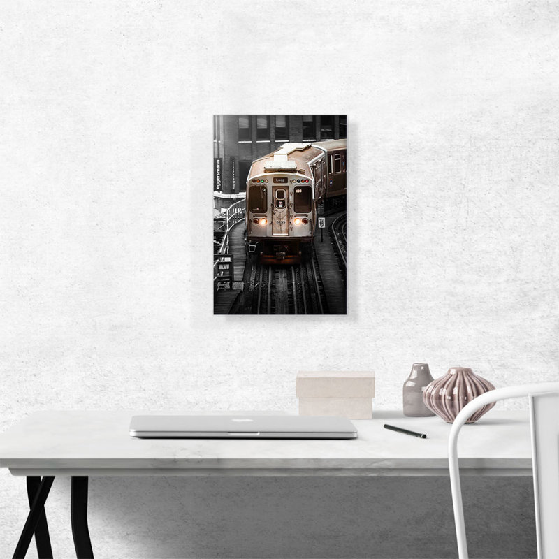 Chicago City Train Loop - reproduction de photo sur toile tendue, H 18 po x l 12 po x 1,5 po