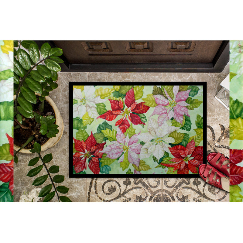 Non-Slip Doormat, Poinsettias, 18" W x 27" L