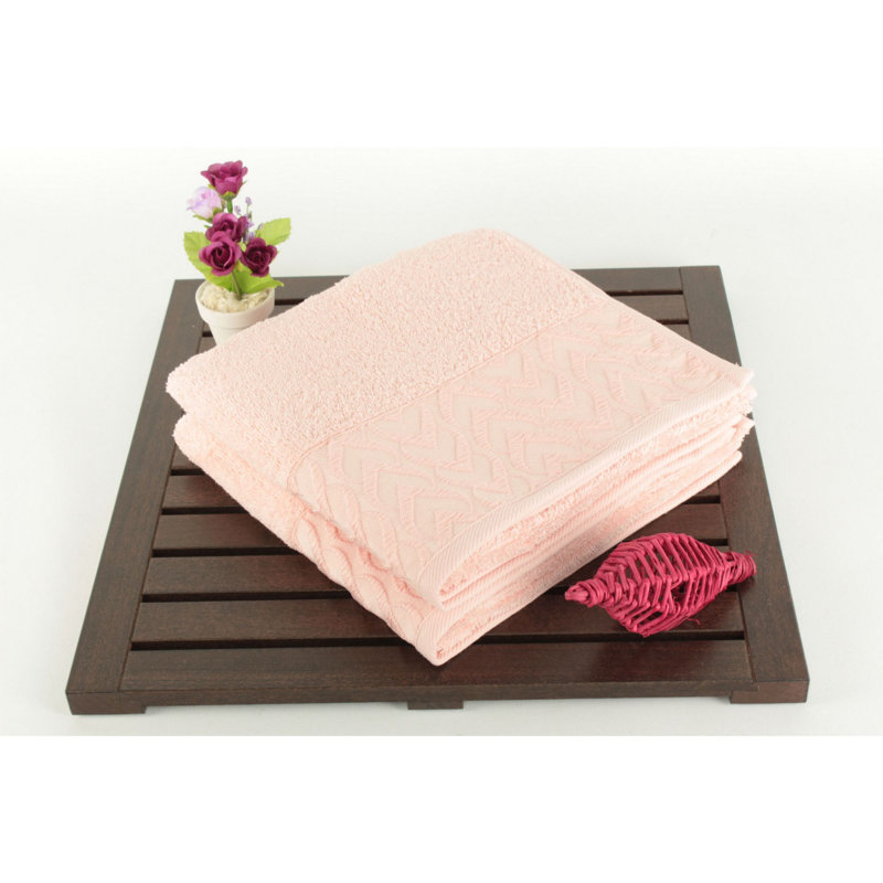 Ensemble de serviettes essuie-mains 100% coton 2 pièces Herard, Rose