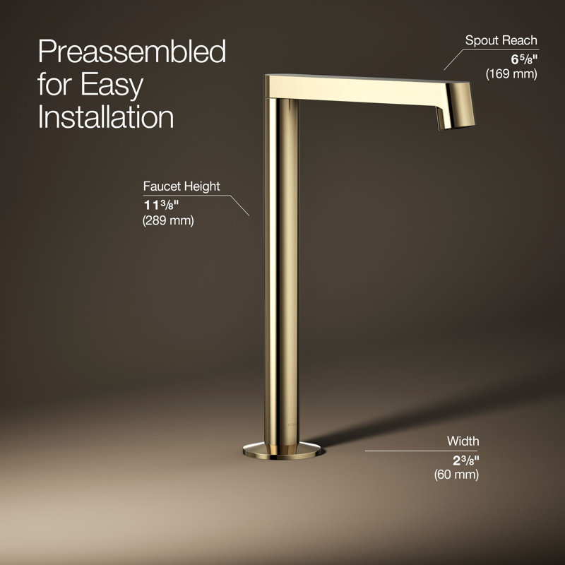 Components Tallbathroom Sink Spout with Row Design, Vibrant French Gold
