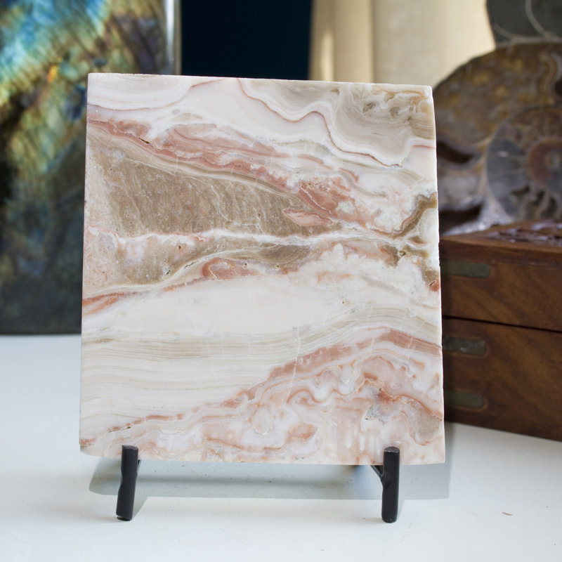 Agate translucide miel avec support