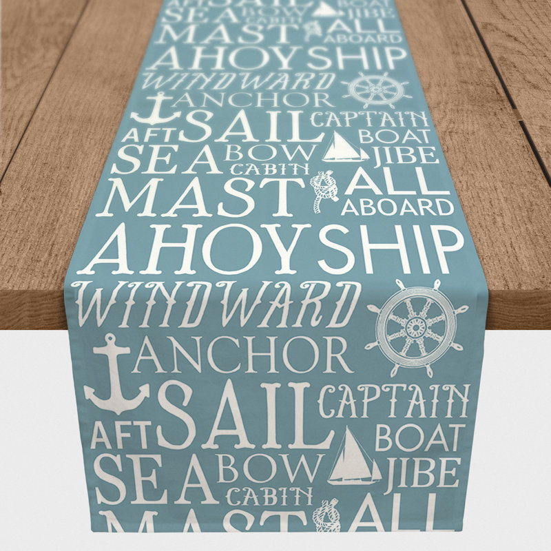 Chemin de table des mots de plage Mckinnon, L 72 po x l 16 po, Bleu