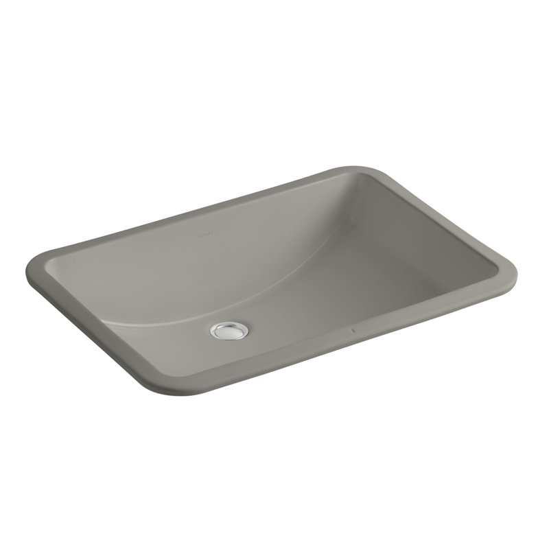 Ladena Vitreous China Rectangular Undermount Bathroom Sink with Overflow, Cashmere