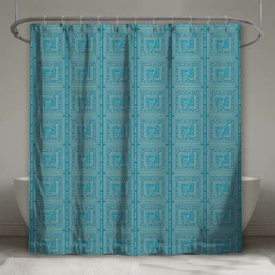 Blue Maze Pattern Shower Curtains Extra Long
