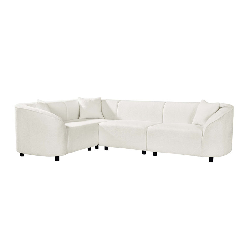 Canapé modulaire rembourré en L de 104 po Modena, Beige Boucle