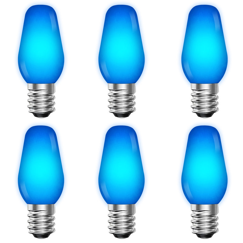 0.5 Watt, C7 LED, Non-Dimmable Light Bulb, Base, Blue