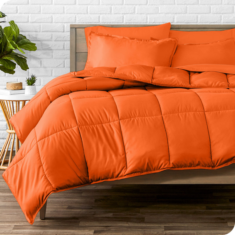 Ensemble de lit dans un sac, Orange / orange, Édredon simple extra long + taies d'oreiller