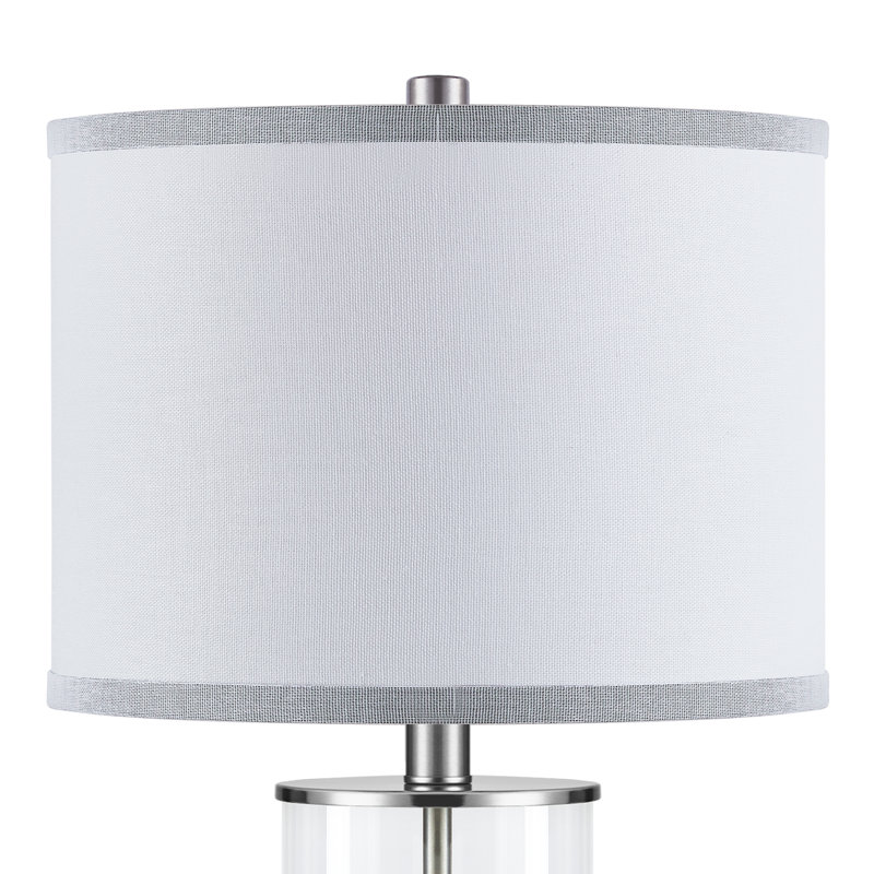 Quinita 23"  Glass Table Lamp Set with Touch Control,  LED Bulbs, USB Ports, Brushed Nickel