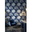 Papier peint floral, adhésif mural bleu marine moderne