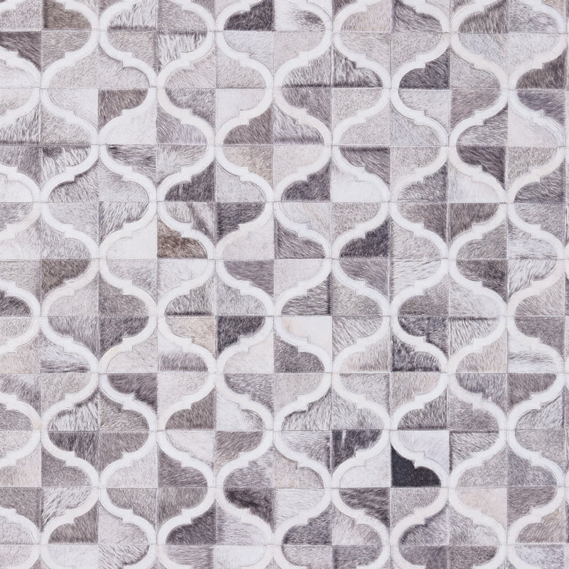 Jameown Patchwork Faux Cowhide Gray/Black Printed Area Rug, Rectangle 3' x 5'