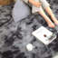 Tapis à poils longs rayé gris foncé-2025699510