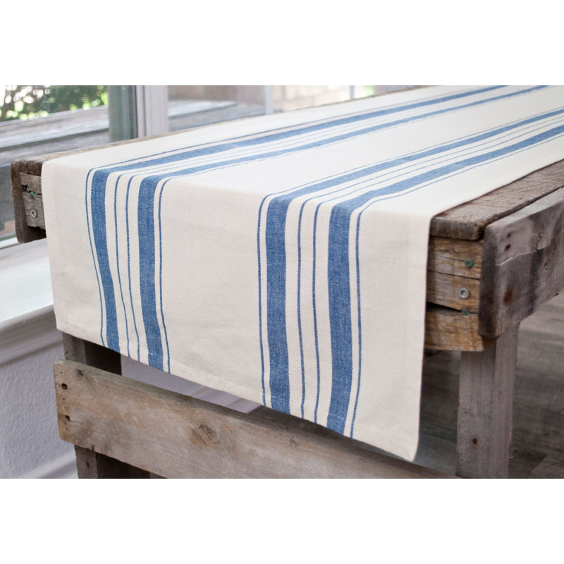 Bleu et beige, 54 po x 17 po, Blanc / Bleu