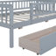 Lit de jour simple en bois avec deux tiroirs, gris - Structure et solution de maximisation de l'espace-499578722-499578723
